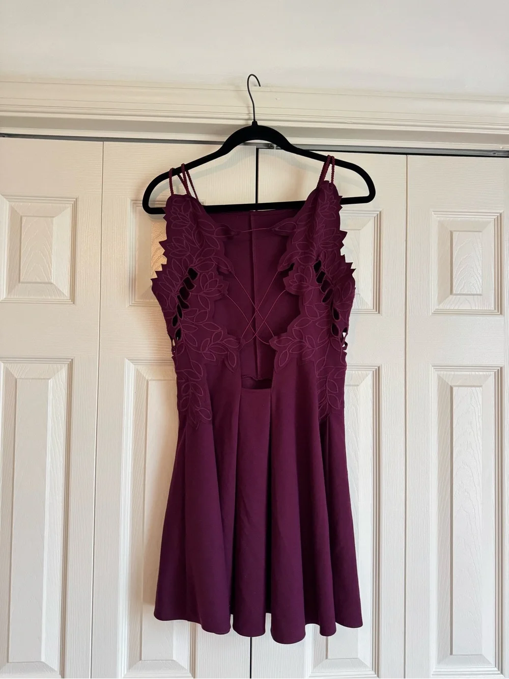 Free People Like a Dream Dress Babydoll Cutout Mini Flare Skirt Size Medium